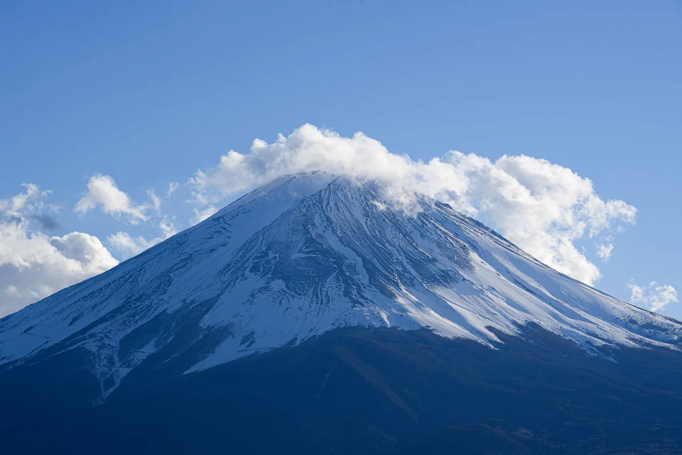 Mount Fuji under a clear blue sky
